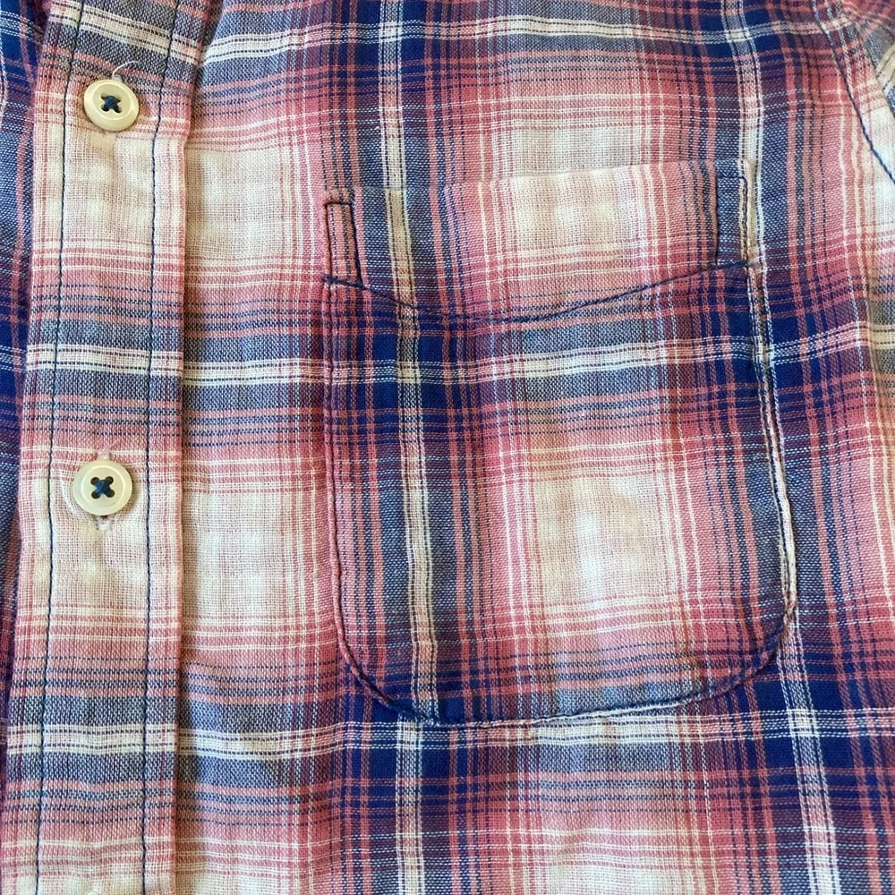 NWT Gap Kids Plaid Button Down Shirt Size 8 Medium‎ Blue Pink Spring